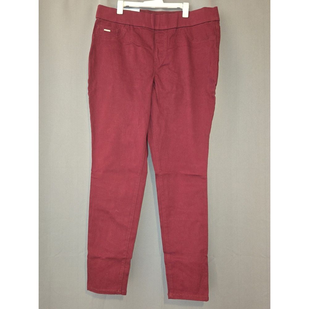 Nine West Women's Stretch Red‎ Denim MidRise Heidi Skinny Pull On Pants Sz 10